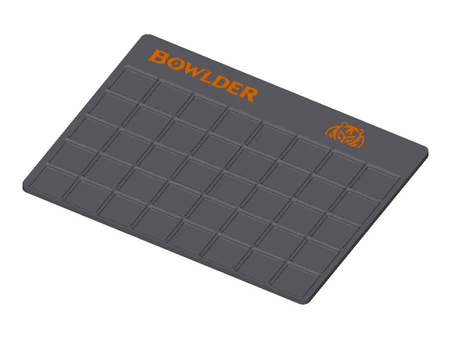 Gridfinity Full Tray 4-section assembly – design render